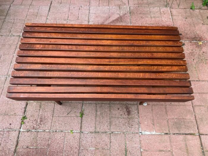 1960s vintage mid century slat bench or coffee table 1415