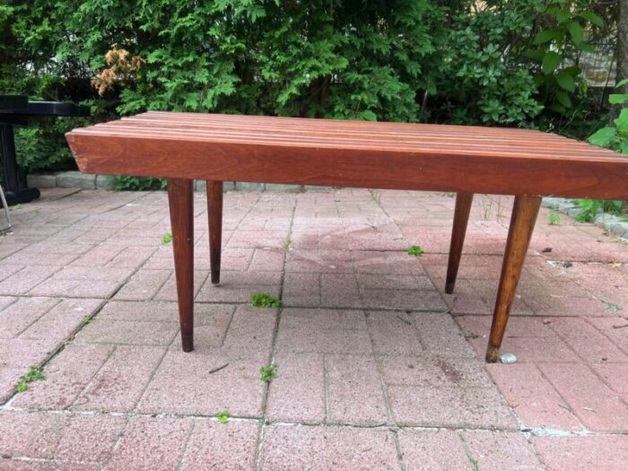 1960s vintage mid century slat bench or coffee table 4641