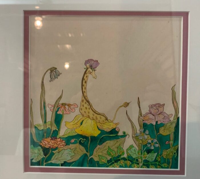 1970s garden fairy watercolor paintings framed set of 2 1553