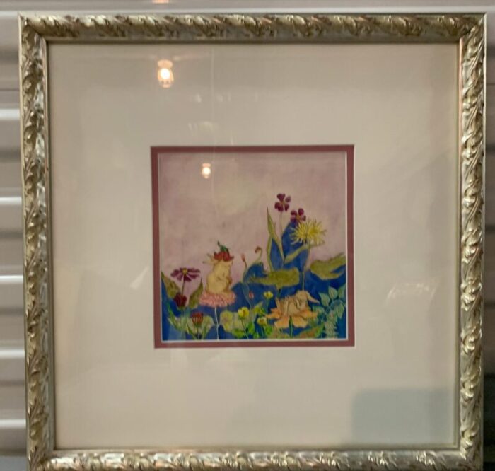 1970s garden fairy watercolor paintings framed set of 2 2773