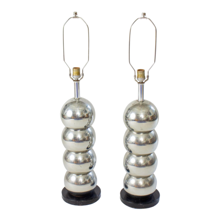 1970s kovacs chrome stacked ball lamps a pair 7863