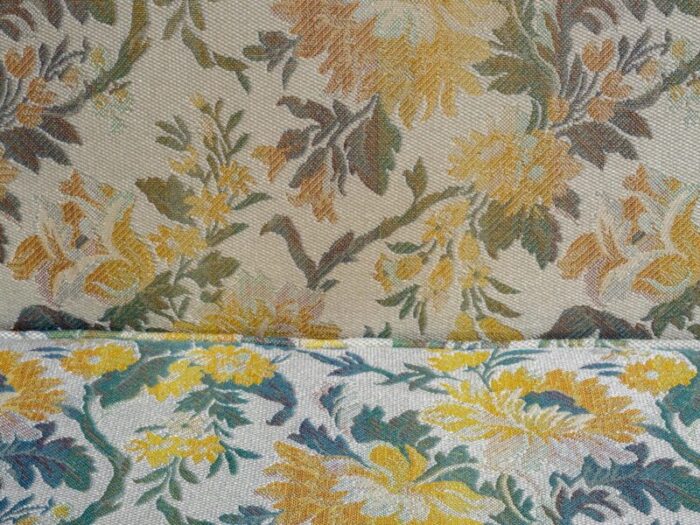 1970s mid century modern floral upholstered pattern sofa couch 5836