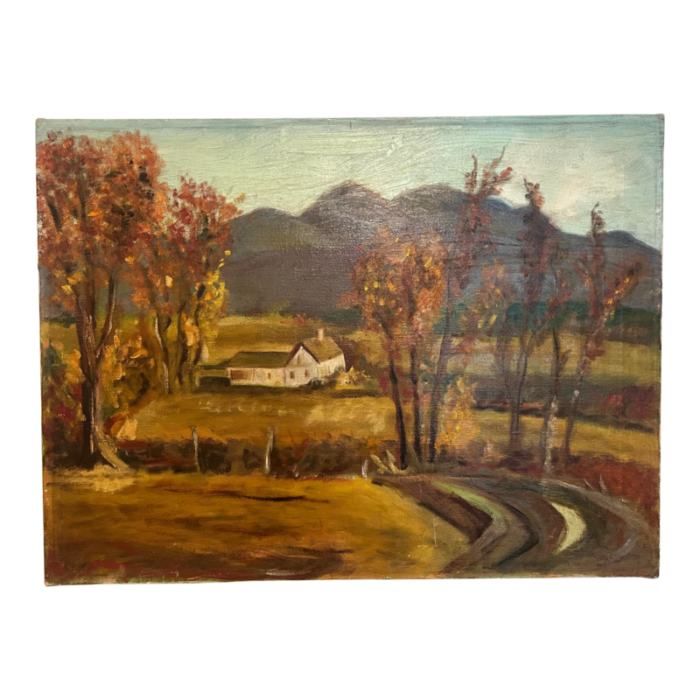 1970s turning of the leaves oil painting on canvas signed and dated 1124