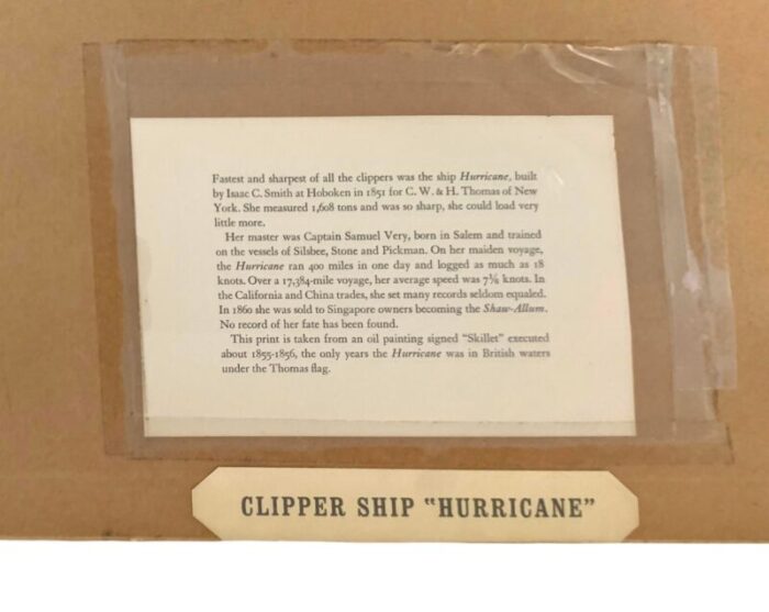 1970s vintage clipper ship print the hurricane in wild sea nautical art framed 0883