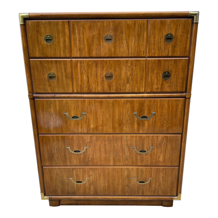 1970s vintage high chest by drexel campaign accolade collection 0217