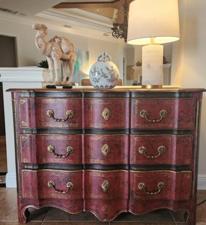 1970s vintage leather wrapped dresser 3988