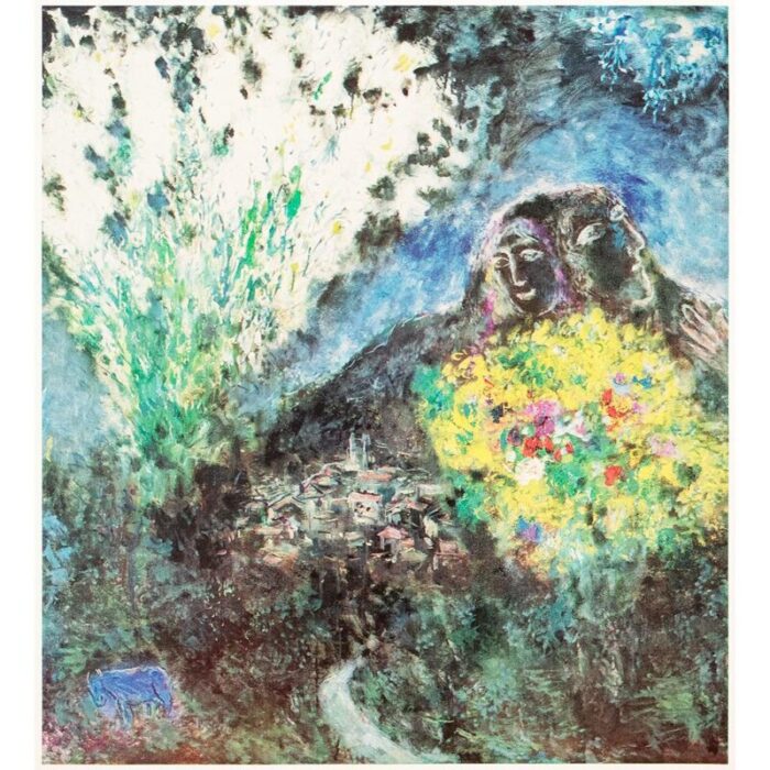 1972 after marc chagall la baou de saint jeannet full color parisian print 9180