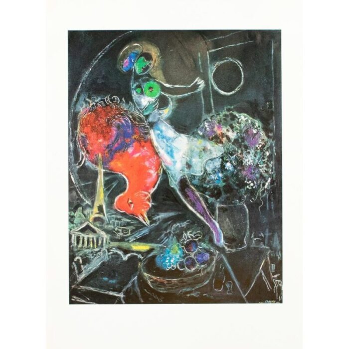 1972 after marc chagall night full color parisian print 8580