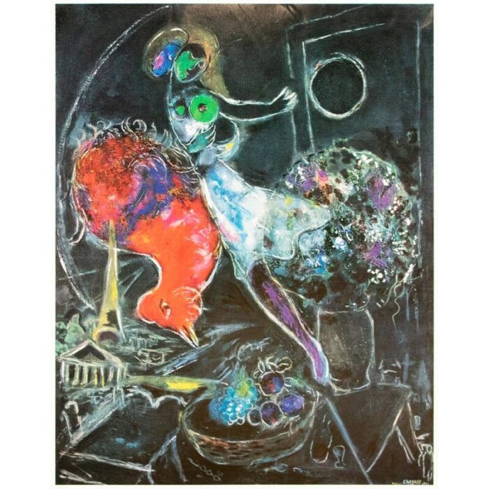 1972 after marc chagall night full color parisian print 9376