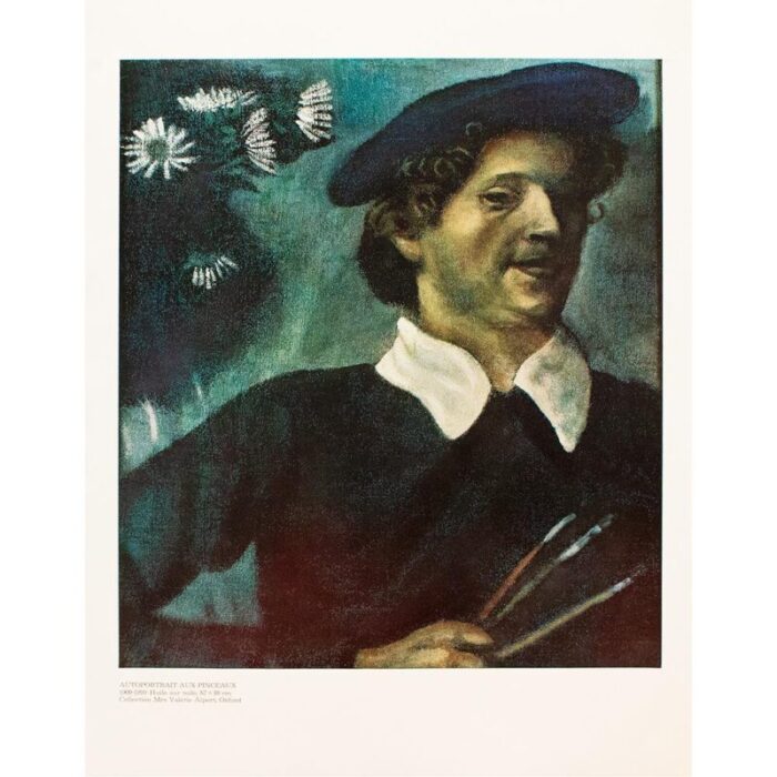 1972 after marc chagall self portrait with brushes full color parisian print 1078