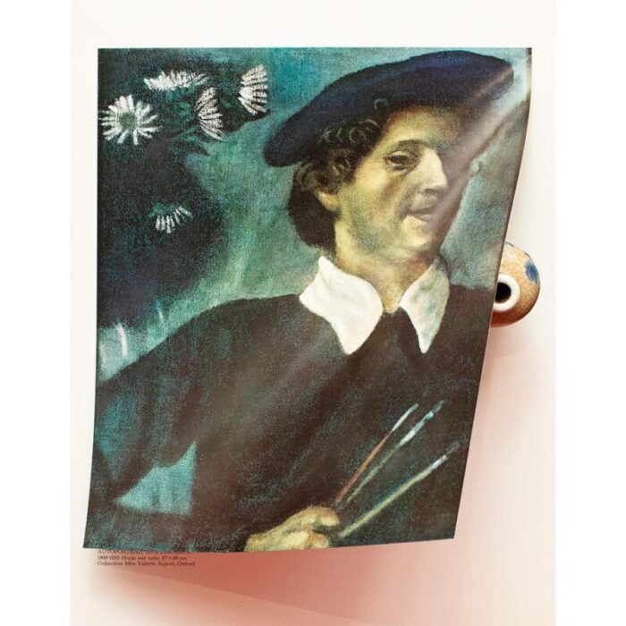 1972 after marc chagall self portrait with brushes full color parisian print 6068