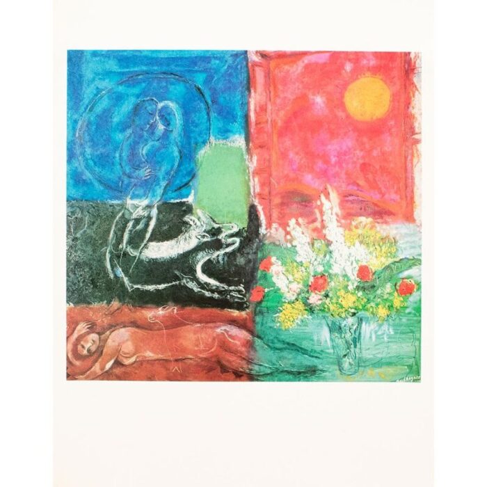 1972 after marc chagall the sun of poros full color parisian print 2337