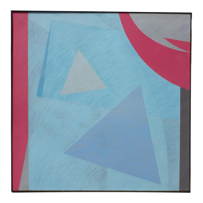 1979 gray triangle abstract acrylic on canvas painting by walter stomps 1073