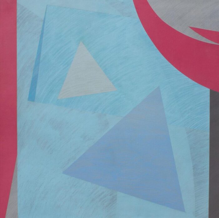 1979 gray triangle abstract acrylic on canvas painting by walter stomps 6025