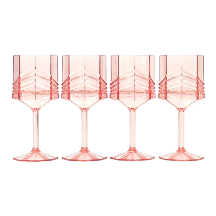 1980s blush pink acrylic wine glasses set of 4 0657