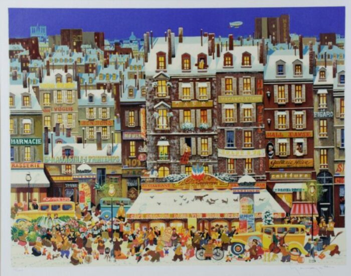 1980s hiro yamagata chanson de neige serigraph signed and numbered 6075 framed 7452