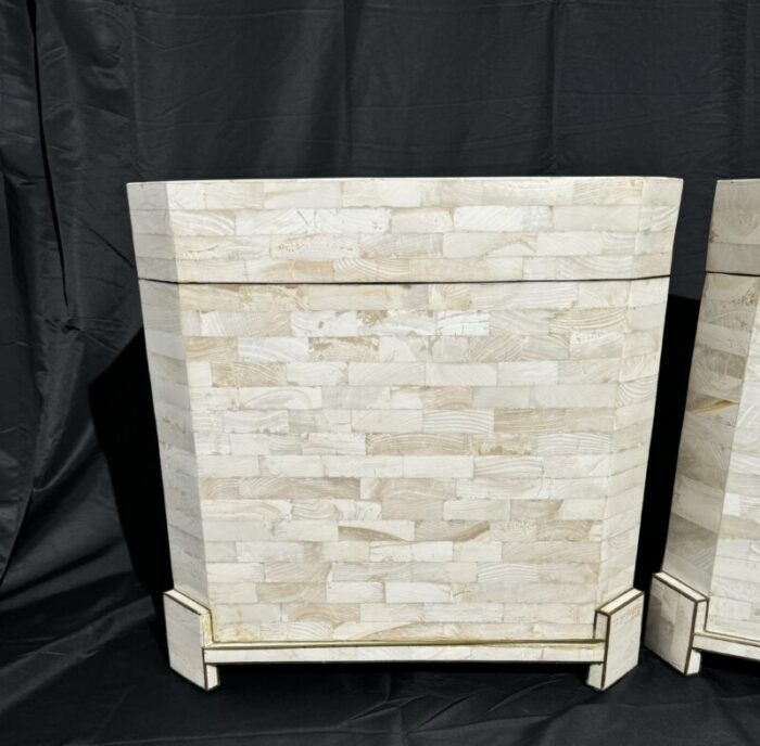 1980s pair contemporary modern robert marcius casa bique tessellated fossil stone chests 1928