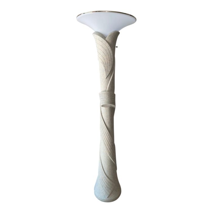 1980s postmodern plaster ribbon torchiere floor lamp 5799