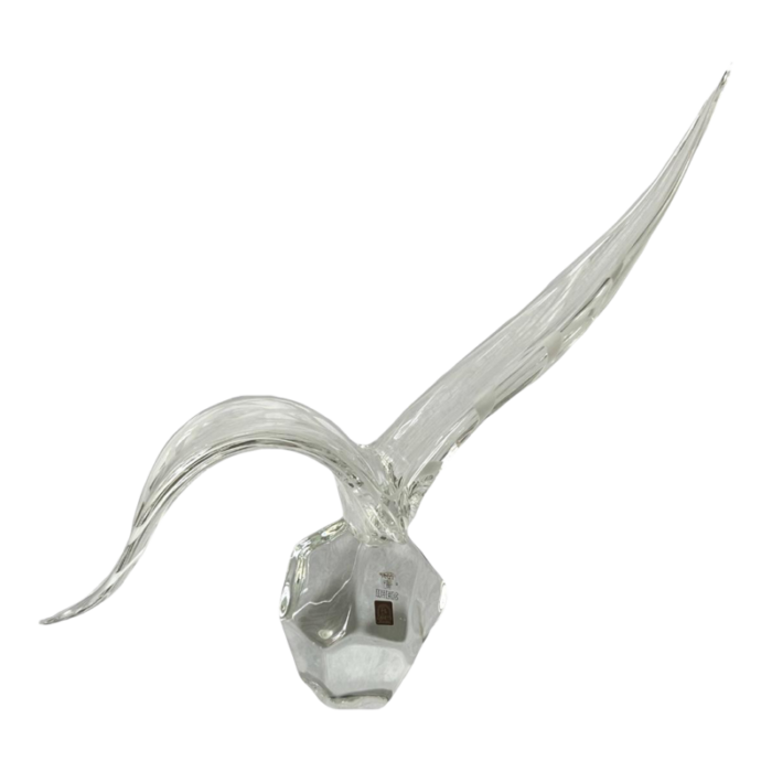 1980s vintage licio zanetti murano clearwhite strip bird in flight glass sculpture 8837