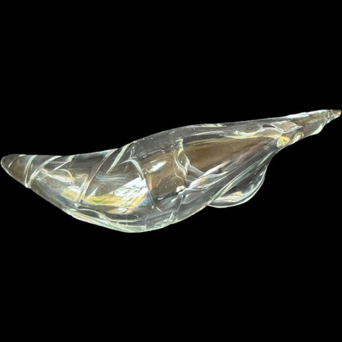 1980s vintage licio zanetti murano seashell clear glass sculpture 5328