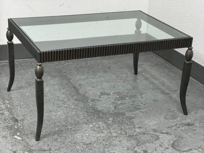 1990s baker furniture metal glass coffee table 2396