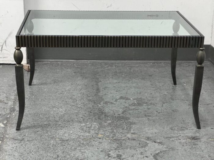 1990s baker furniture metal glass coffee table 4002