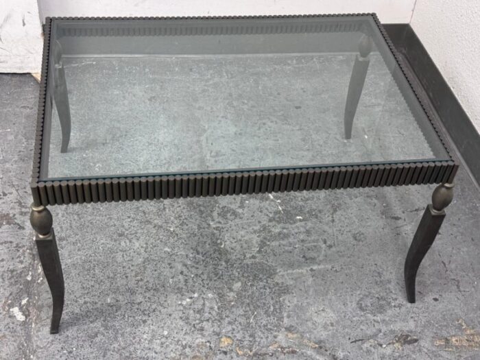 1990s baker furniture metal glass coffee table 4031