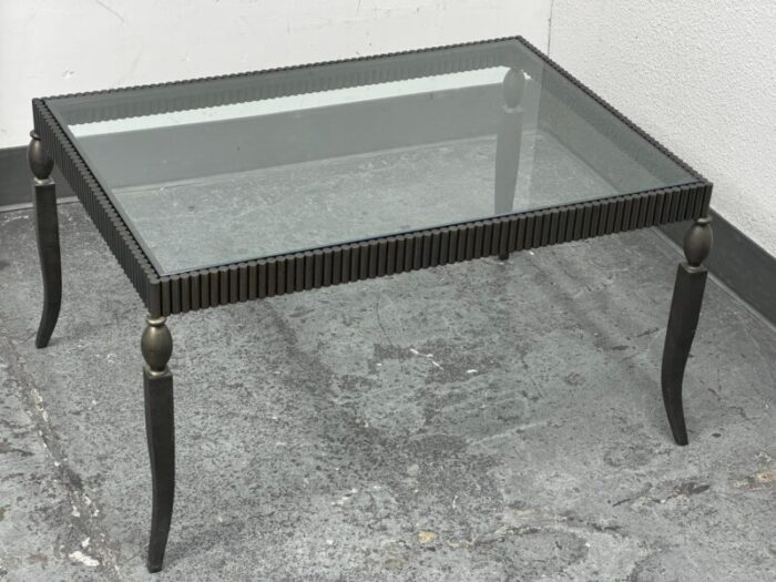 1990s baker furniture metal glass coffee table 7917