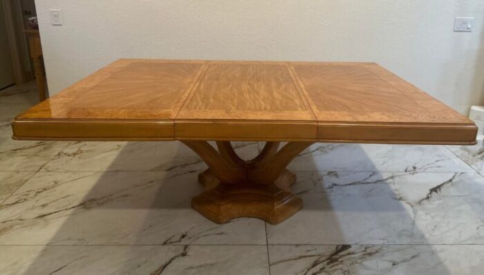 1990s bernhardt burl wood dining room table and chairs expandable set of 7 2625