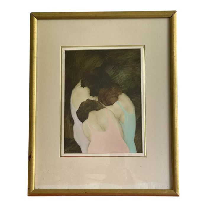 1990s borys buzkij contemporary fine art impressionist painting three dancers framed 5627