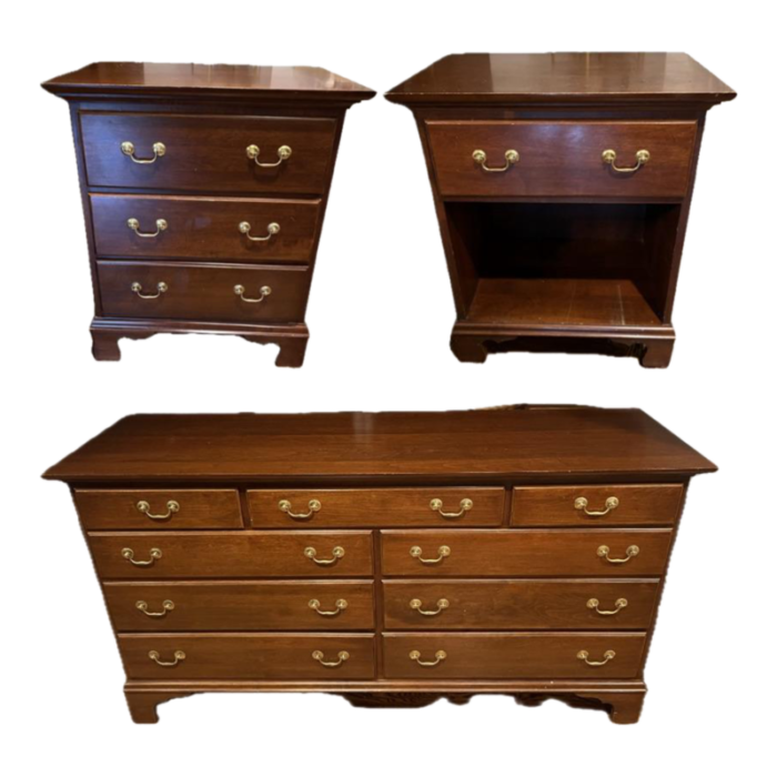 1990s hitchcock dresser and bedside tables set of 3 4702