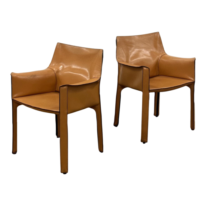 1990s leather cab chairs by mario bellini for cassina set of 2 7847