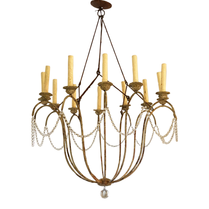 1990s niermann weeks 12 arm crystal swag italian chandelier 7618