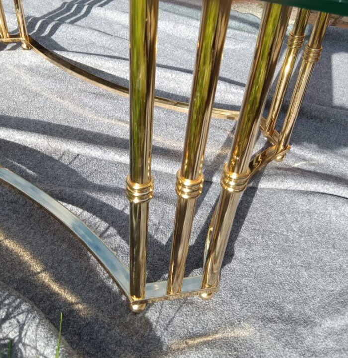 1990s vintage modern brass and glass tables a set 2068