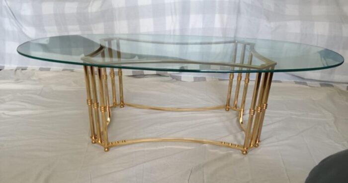 1990s vintage modern brass and glass tables a set 3325