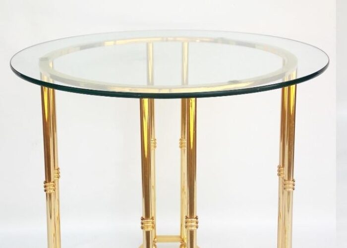 1990s vintage modern brass and glass tables a set 5127