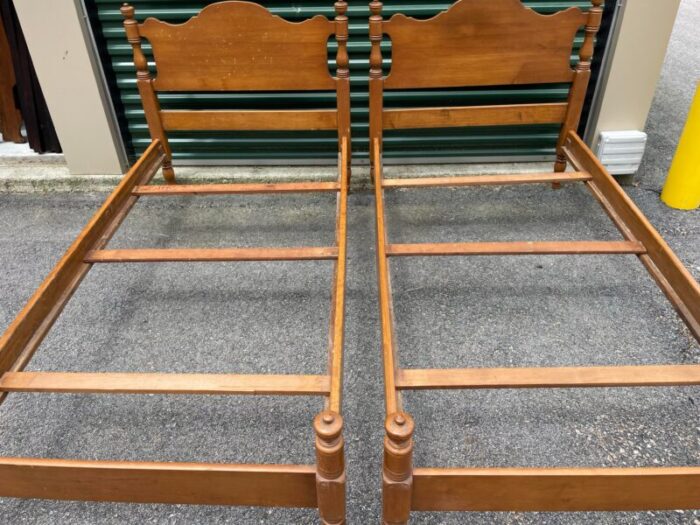 1990s vintage solid maple twin beds a pair 3312