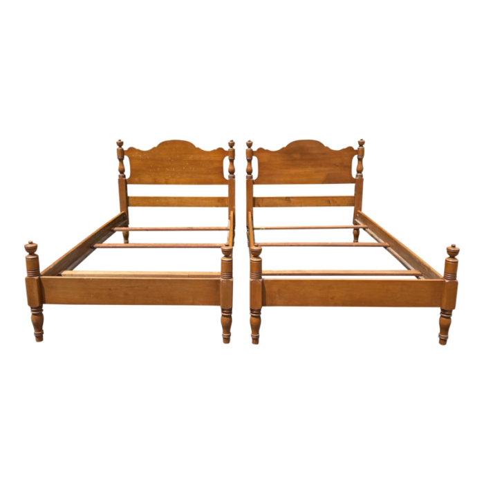 1990s vintage solid maple twin beds a pair 3866