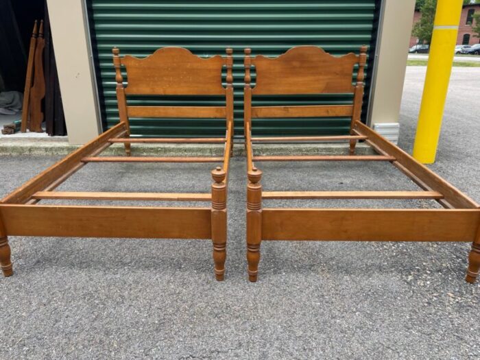 1990s vintage solid maple twin beds a pair 4097