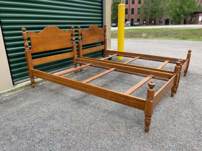 1990s vintage solid maple twin beds a pair 5176