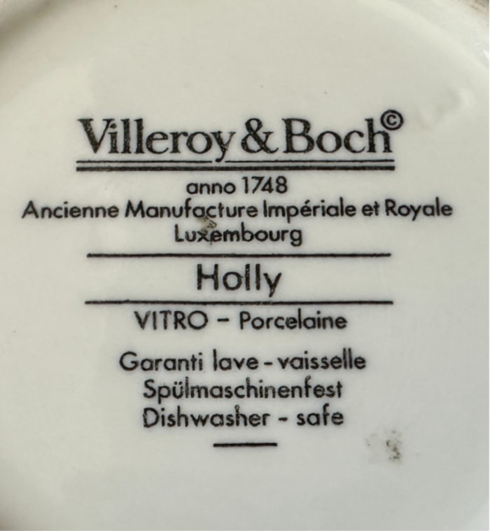 1990s vintage villeroy and boch holly porcelain trinket dish 8390