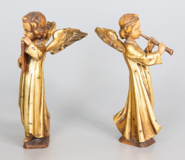 19th century antique italian gilt cherubs angel figures a pair 3521