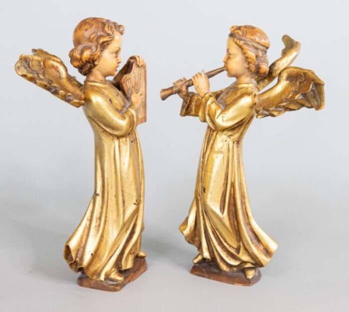 19th century antique italian gilt cherubs angel figures a pair 4399