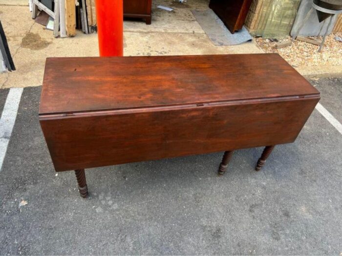 19th century antique twisted leg walnut drop leaf table 8960