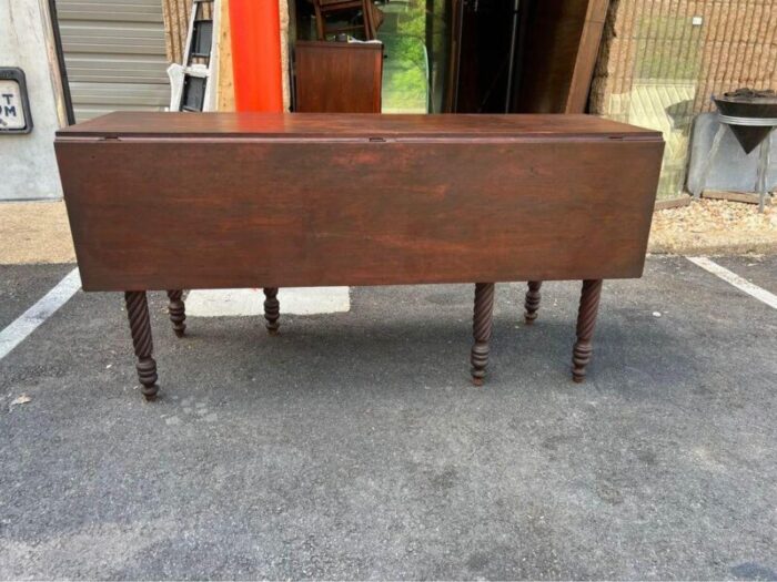 19th century antique twisted leg walnut drop leaf table 9809