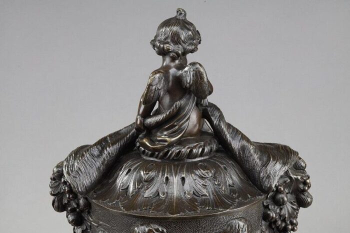 19th century bronze vase with harvesting putti in the gout of clodion 1890s 16