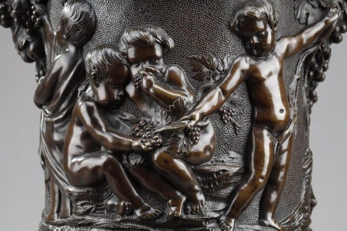 19th century bronze vase with harvesting putti in the gout of clodion 1890s 9