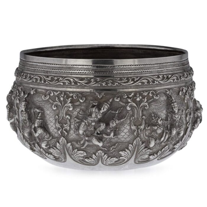 19th century burmese silver thabeik bowl 1880s 1