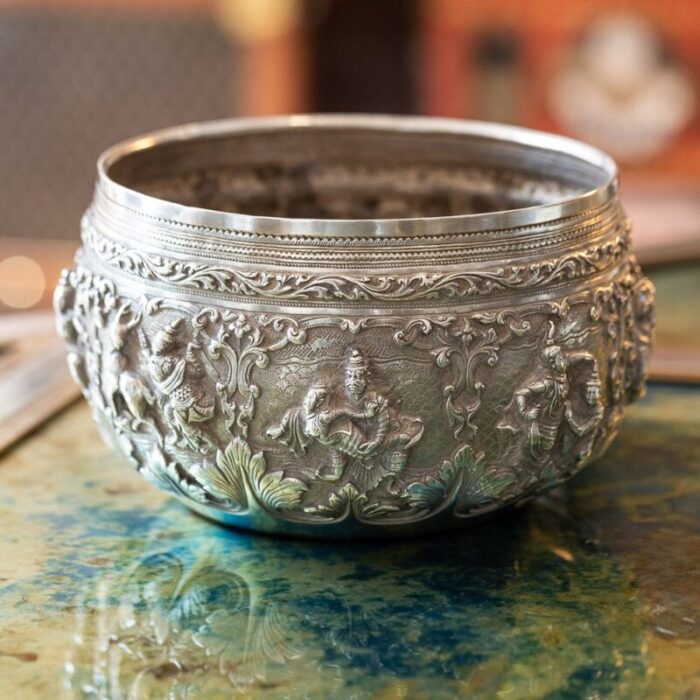 19th century burmese silver thabeik bowl 1880s 2