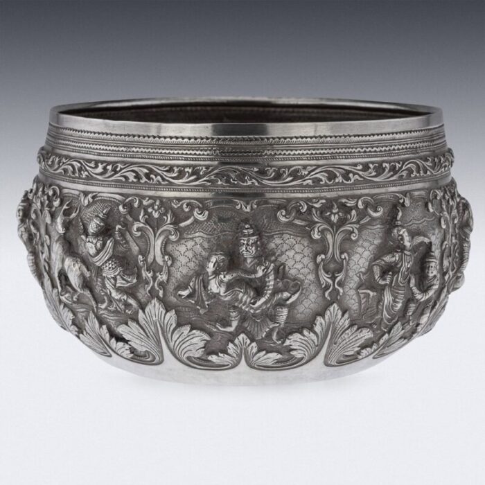 19th century burmese silver thabeik bowl 1880s 5